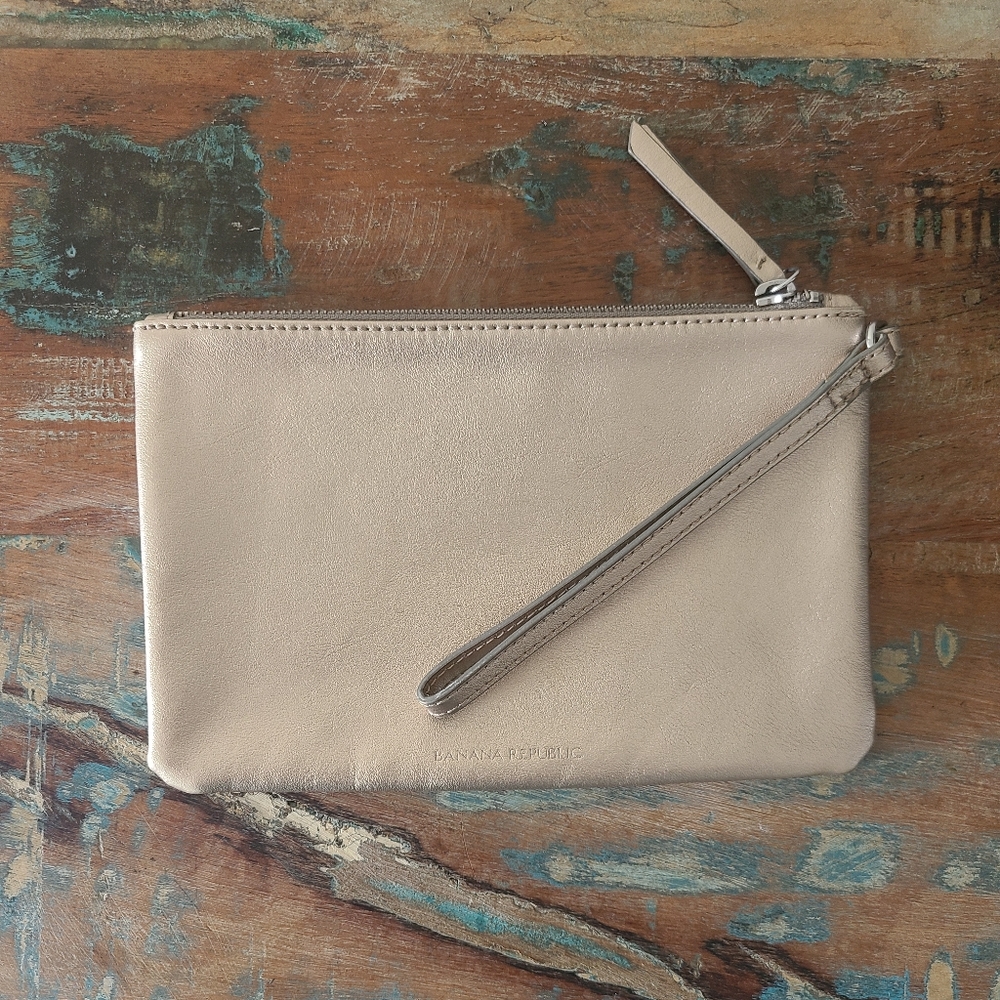 Banana Republic Gold Zipper Clutch